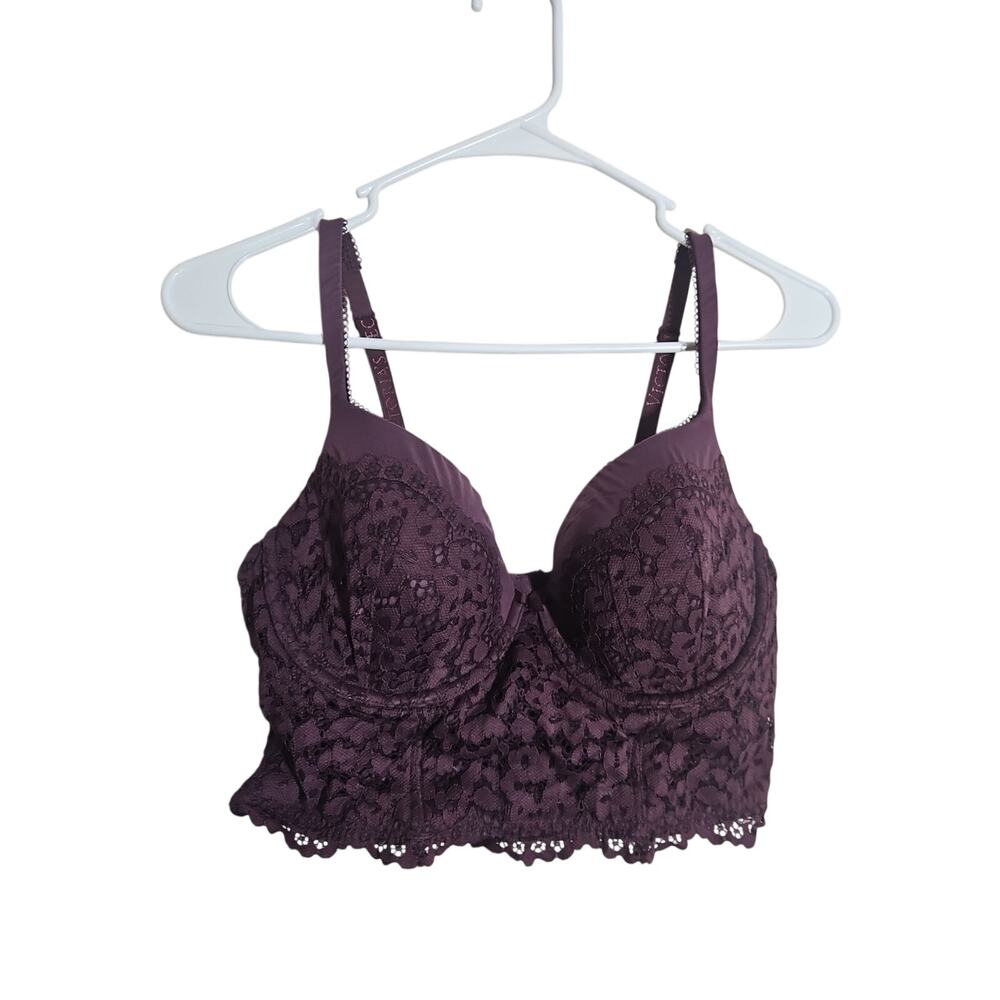 Victoria's Secret Bra 38C Body by Victoria Lined Demi burgundy wine Purple Lace